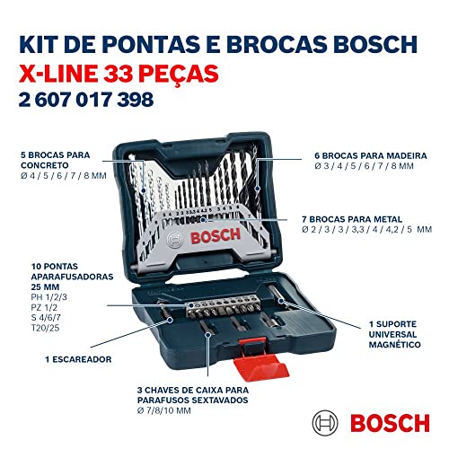 Bosch Kit De Pontas E Brocas X-Line 33 Pçs