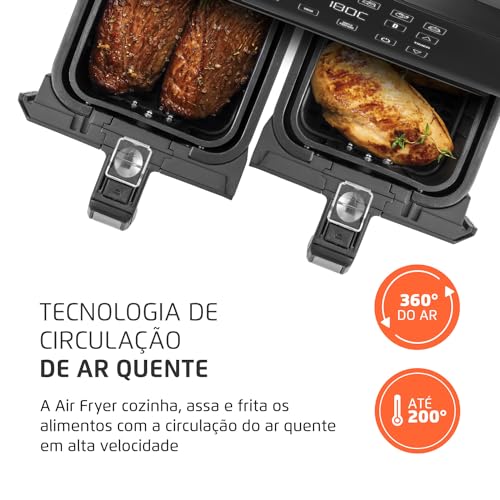 Fritadeira Air Fryer Dual Duplo Cesto 8L, Mondial, 2200W, 110V - AFD-01-BI