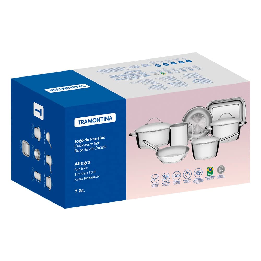 Jogo de Panelas com Fundo Triplo 7 Peça Tramontina Inox