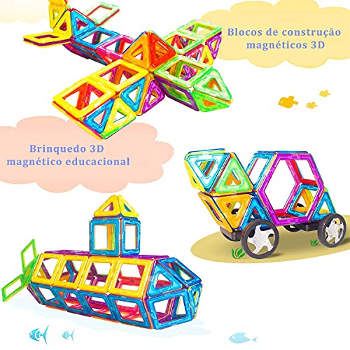 Brastoy Blocos De Montar Magnético Brinquedo Educativo Infantil (120 Peças)
