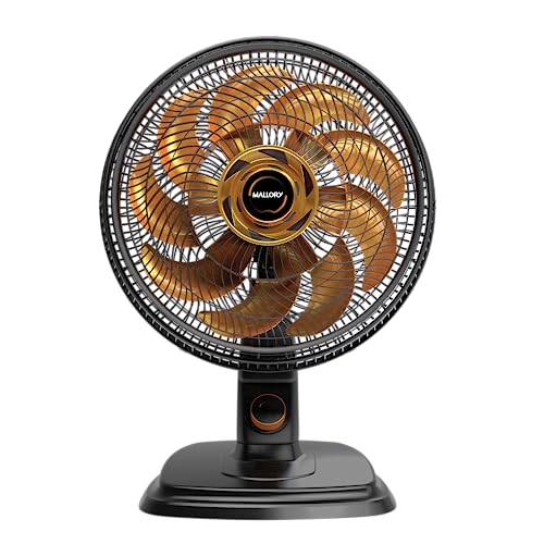 Ventilador Mallory Mesa e Parede Egeo Preto - Dourado 40 cm 220V