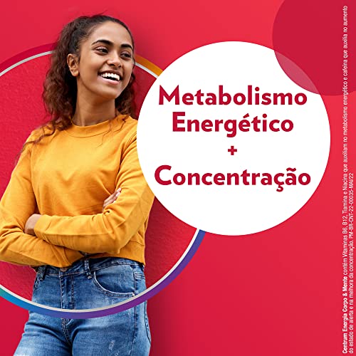 Centrum Suplemento Multivitamínico Adulto Energia, Corpo e Mente com Cafeína e Vitamina B, 60 cápsulas