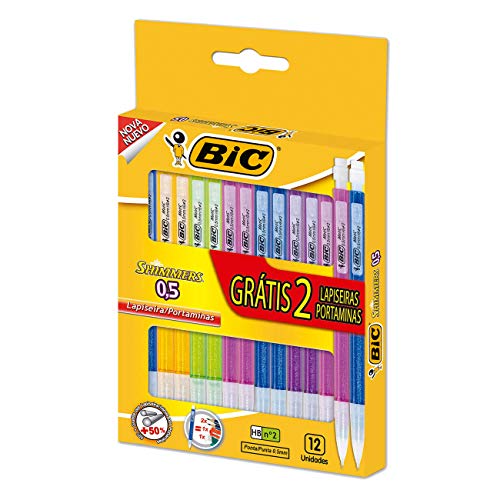 Lapiseira BIC Shimmers 0,5mm, Multicor, Corpo Colorido Brilhante, Hexagonal, Leve 14 Pague 12, 891944