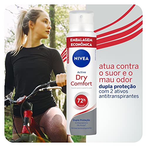 NIVEA Desodorante Antitranspirante Aerossol Dry Comfort 200ml - Proteção eficaz de 48 horas contra suor e mau odor, com 2x mais ativos hidratantes, garantindo axilas secas e saudáveis
