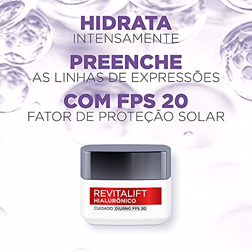 Kit Creme Facial Anti-idade L'Oréal Paris Revitalift Hialurônico Noturno + Diurno FPS 20, 49g