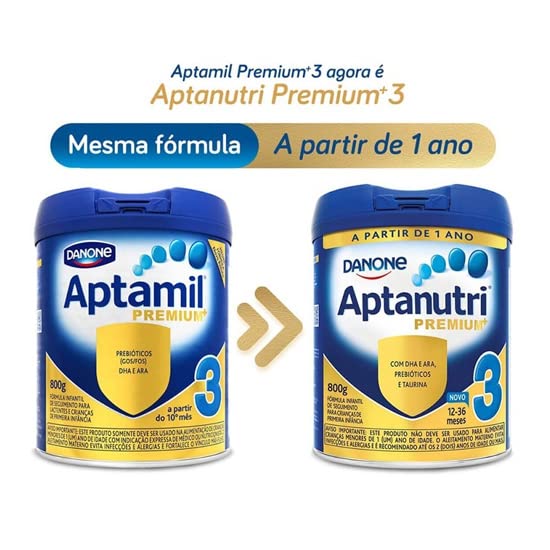 Danone Nutricia - Aptanutri Premium 3, 1-3 anos, Fórmula de Seguimento, 800g
