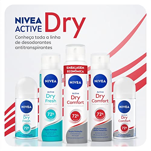NIVEA Desodorante Antitranspirante Aerossol Dry Comfort 200ml - Proteção eficaz de 48 horas contra suor e mau odor, com 2x mais ativos hidratantes, garantindo axilas secas e saudáveis