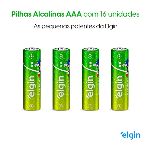 Pilha Alcalina AAA com 16 unidades Elgin Palito