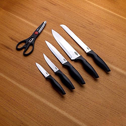 Conjunto de Facas com Cepo Cross, Brinox, Preto/Branco, 7 Peças