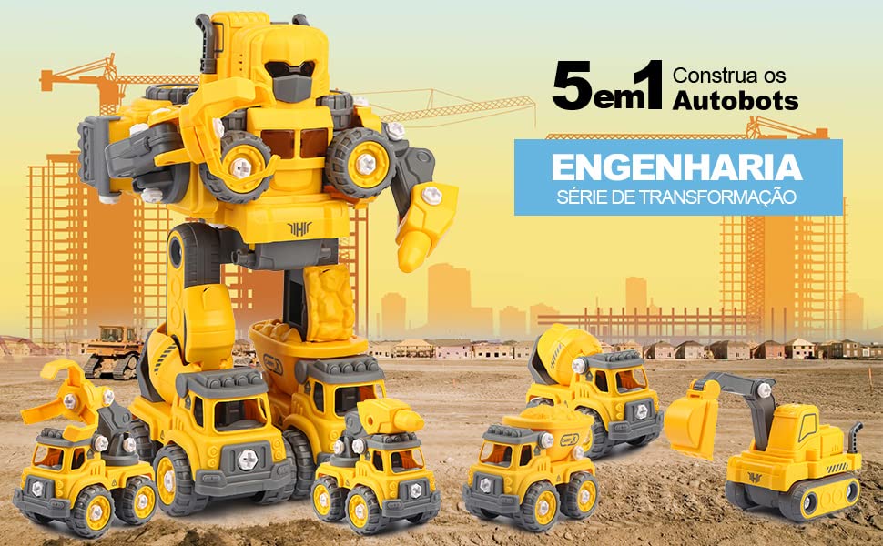 Carrinho Robô 5 Em 1 Monta Desmonta Construbots - Mega Compras