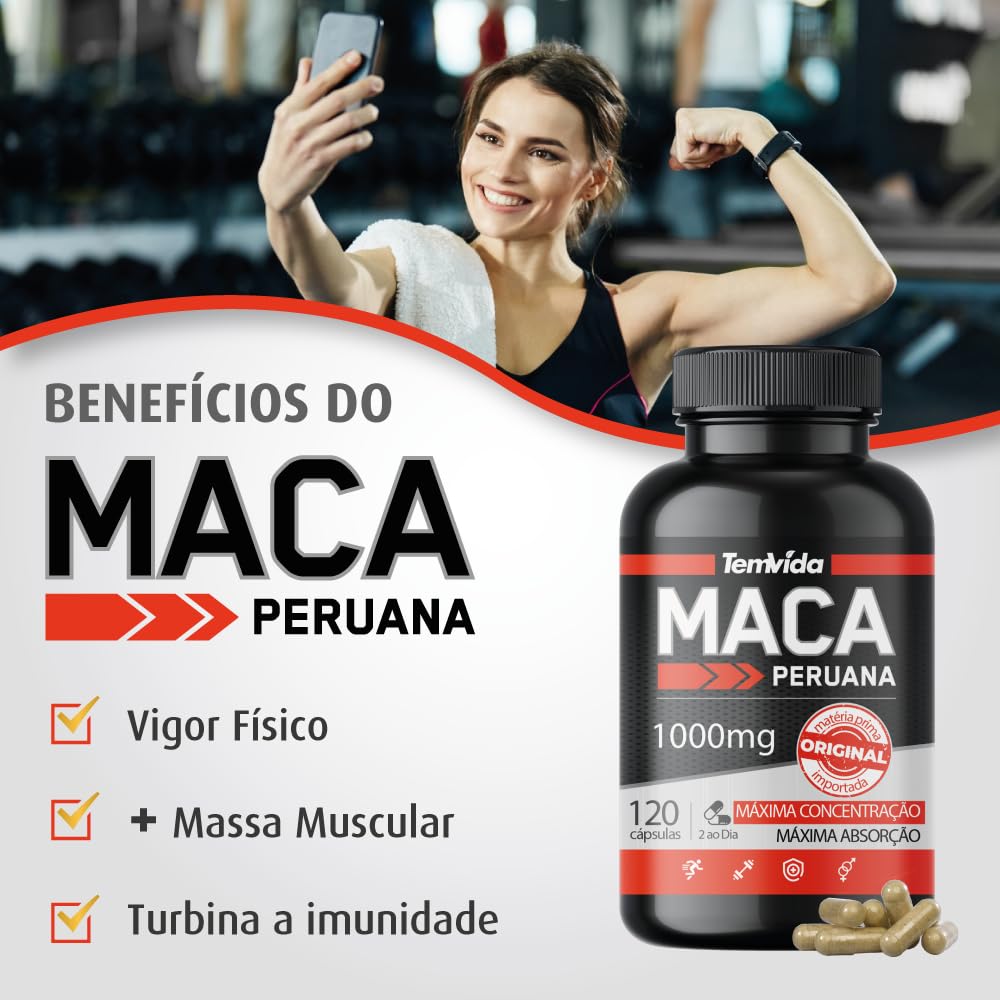 Kit 03 Maca Peruana - Maca Peruana Negra 1000mg 360 Cápsulas - Para Homens e Mulheres - Tem Vida
