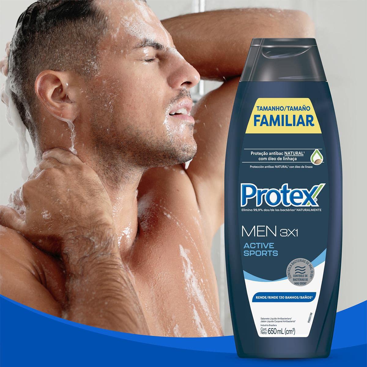 Sabonete Líquido Masculino Antibacteriano para Corpo Protex Men Sport 650ml