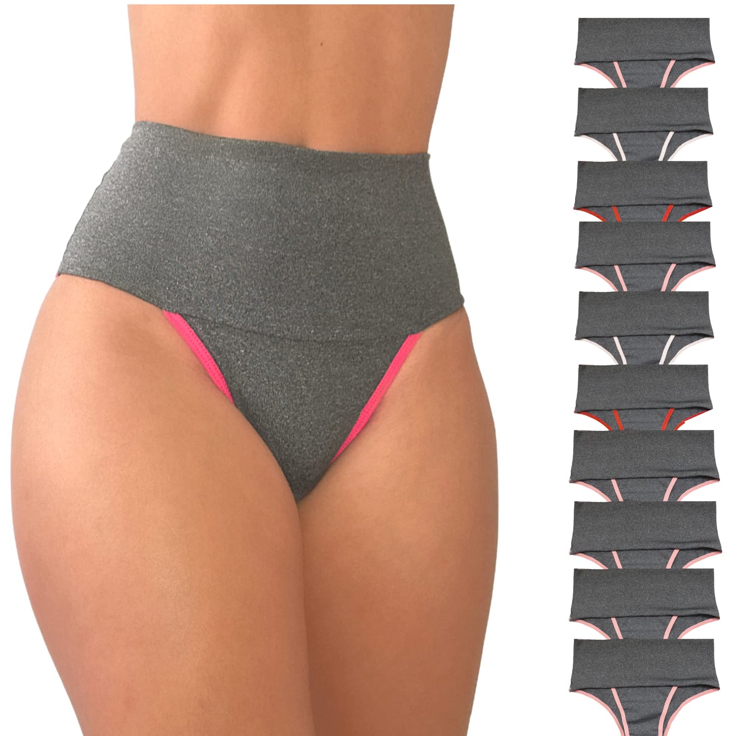 Kit 10 Calcinha Fitness Cós Alto Compressão Para Barriga Para Revenda (GG)
