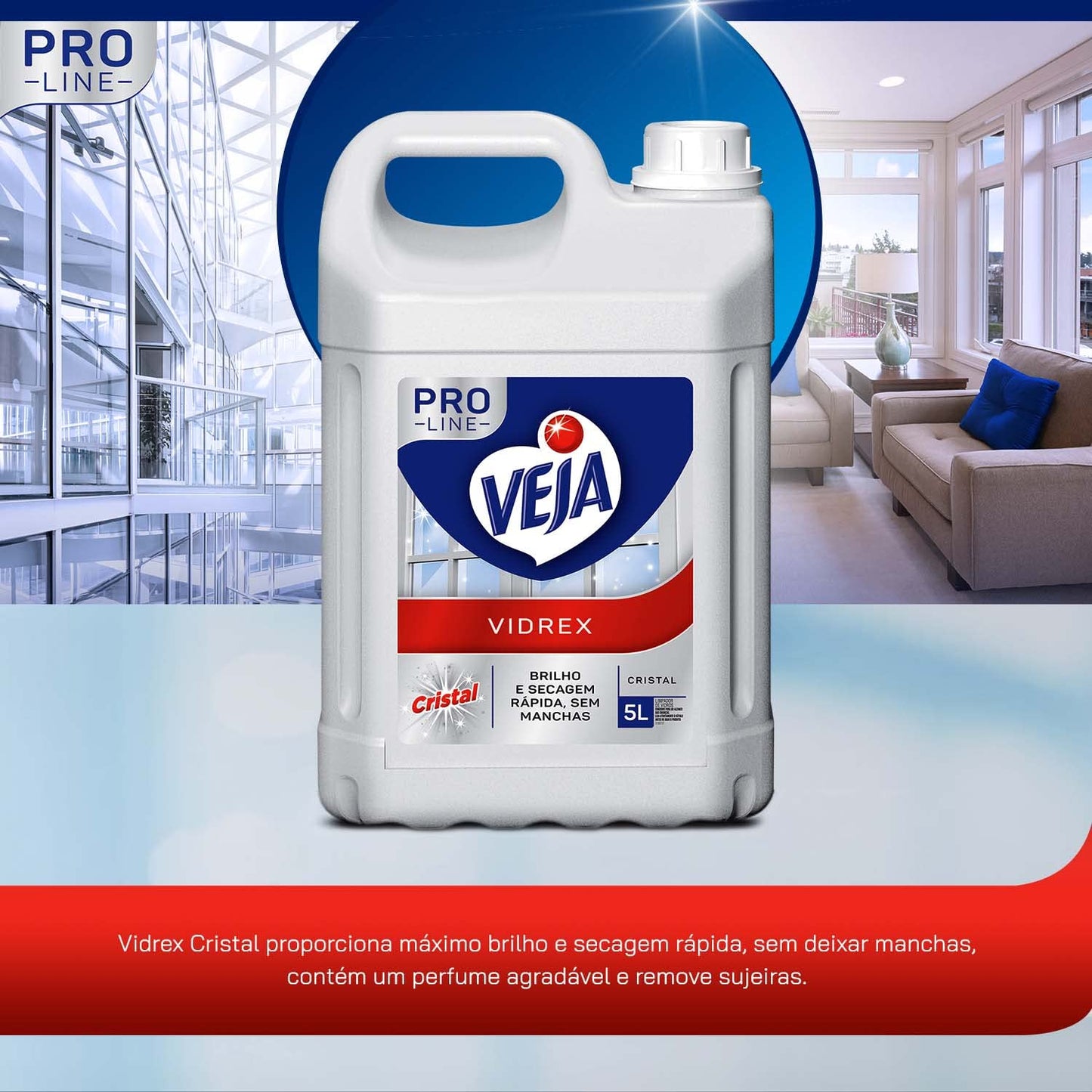 Veja Limpa Vidros Vidrex Cristal Pro Line 5L