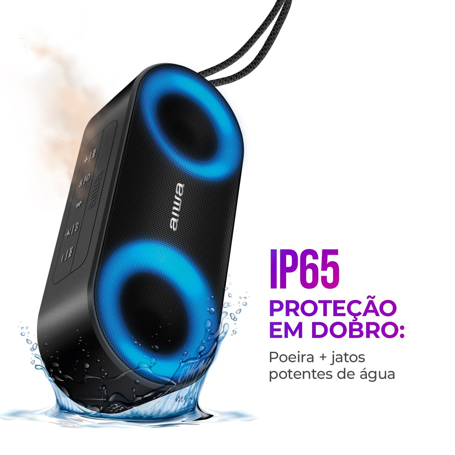 Caixa de Som Speaker, Aiwa, Bluetooth, Luzes Multicores, IP65 - AWS-SP-01