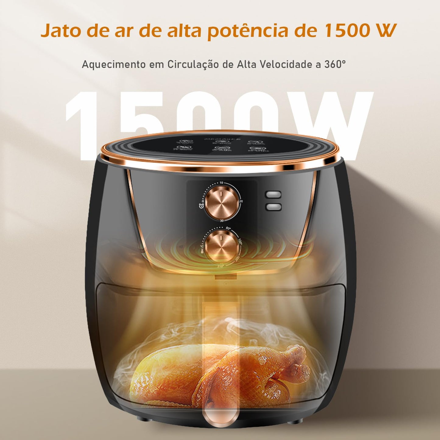 Air Fryer, Fritadeira sem Óleo, Fritadeira de Ar Grande Capacidade,1500W, 127V, 6.5L (WKK-002)