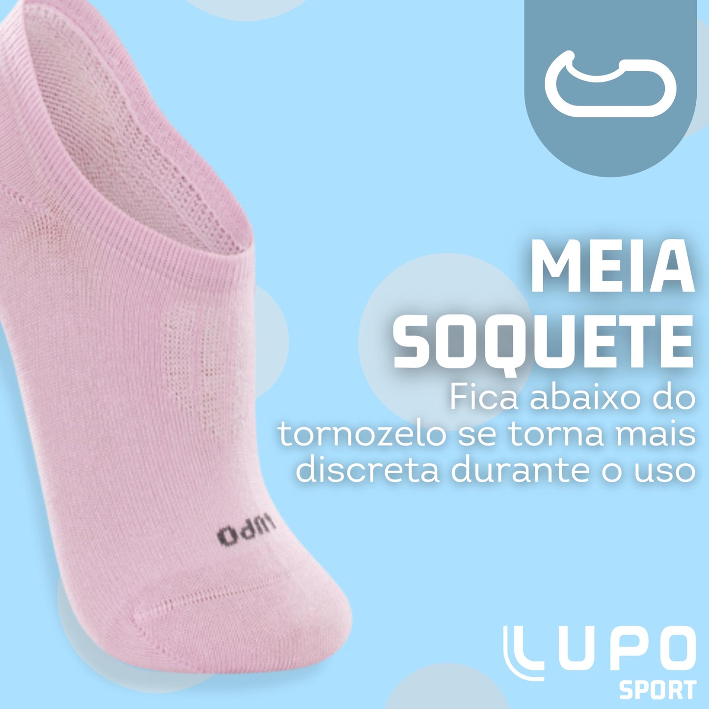 Kit 06 Pares Meia Soquete Lupo Sport Sapatilha Feminino Adulto | 2 Branco - 2 Cinza - 2 Rosa | 33-36