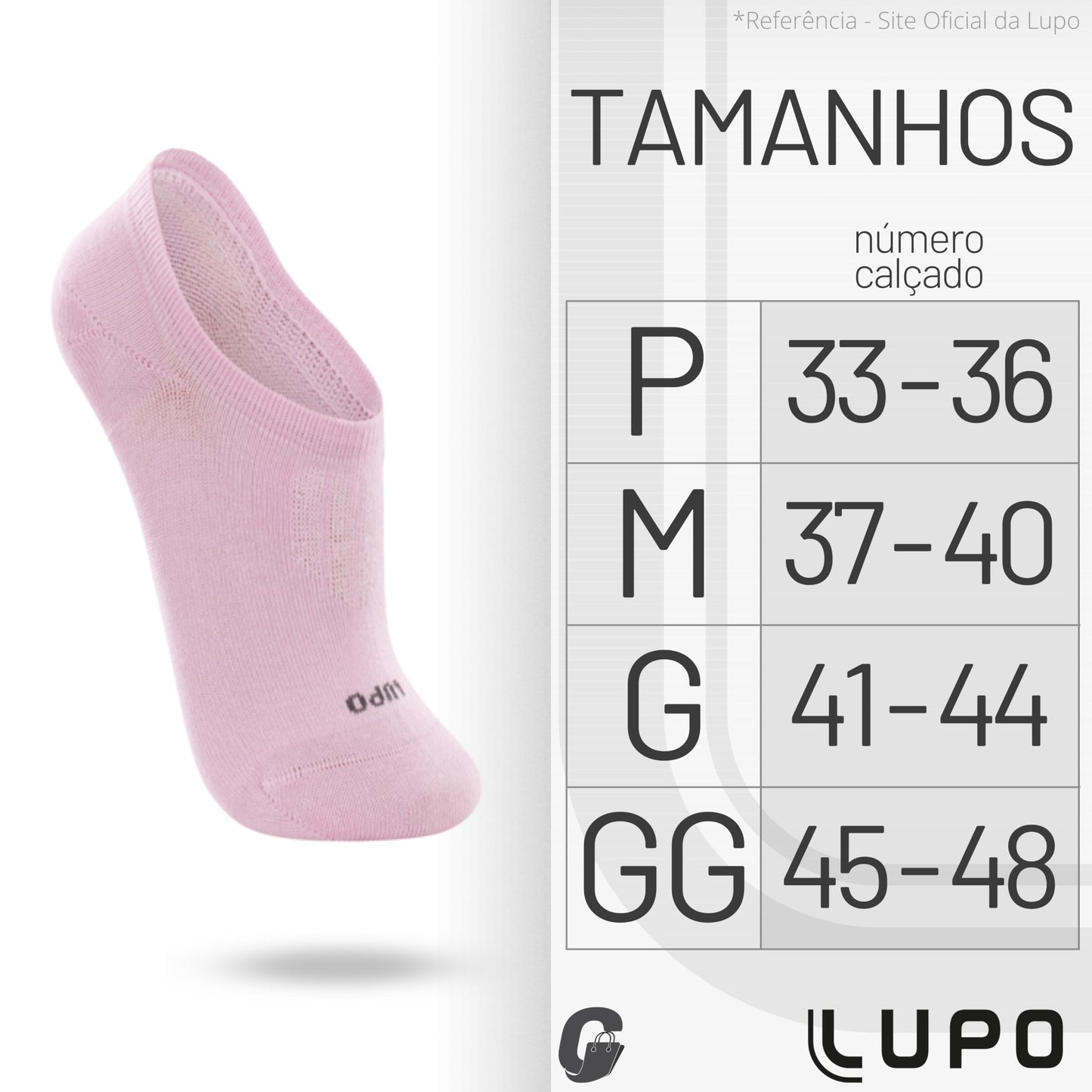 Kit 06 Pares Meia Soquete Lupo Sport Sapatilha Feminino Adulto | 2 Branco - 2 Cinza - 2 Rosa | 33-36