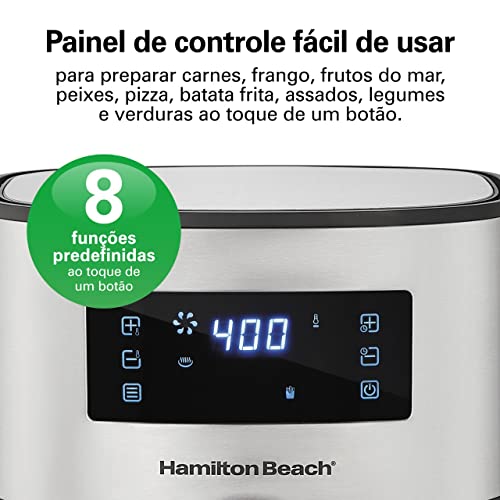 Fritadeira Sem Óleo AIR FRYER DIGITAL Hamilton Beach 5.0L 110v Cinza, 1700W - 35051