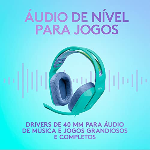 Headset Gamer Logitech G335 com Almofadas com Espuma de Memória, Design Leve e Conexão 3,5mm para PC, PlayStation, Xbox, Nintendo Switch e Mobile - Mint