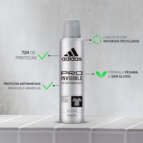 Adidas Pro Invisible - Desodorante Masculino, 150Ml, 1 Unidade