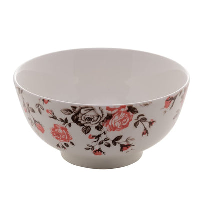 LYOR Garden Tigela Bowl de Porcelana, Branco/Vermelho/Preto, 12 x 6.5 cm