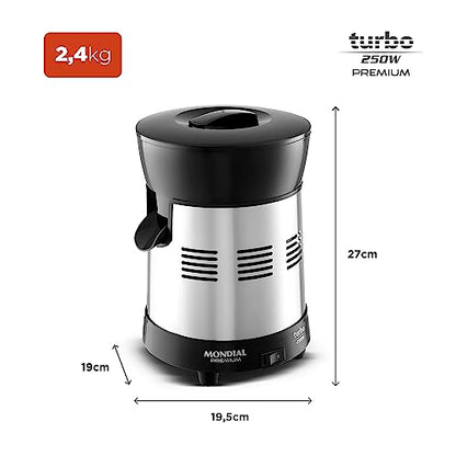 Extrator de Sucos Turbo Premium, Mondial, Preto/Inox, 250W, Bivolt - E-10