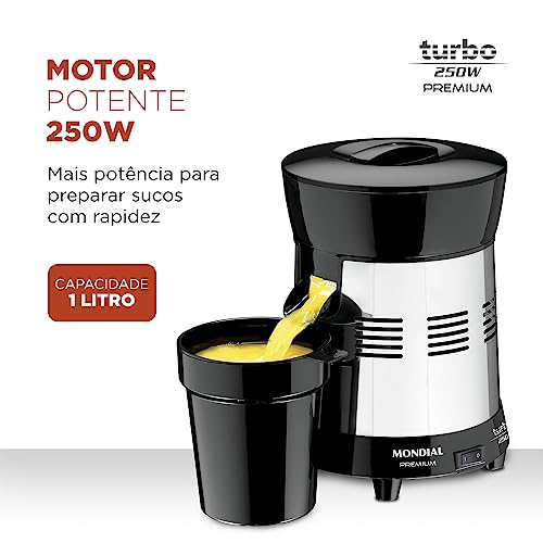 Extrator de Sucos Turbo Premium, Mondial, Preto/Inox, 250W, Bivolt - E-10