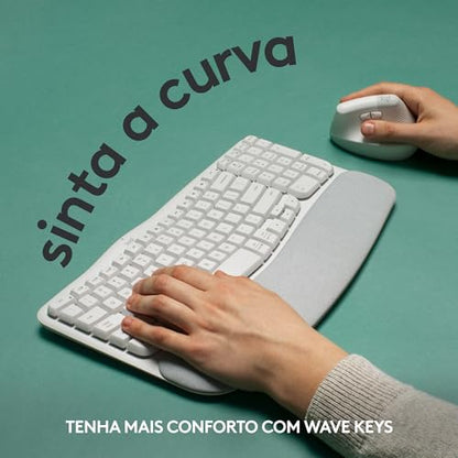 Teclado Sem fio Logitech WAVE KEYS Branco com Layout Americano