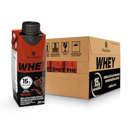 Pack de Whey Zero Lactose Chocolate 15g Piracanjuba 250ml - 12 Unidades