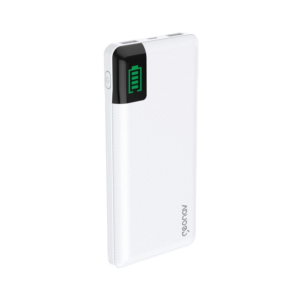 Geonav Power Bank, Carregador Portátil Universal 16.000mAh, 2 portas USB + 1 porta USB-C, Led Indicador de bateria, PB16KWT, Branco