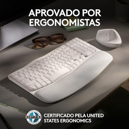 Teclado Sem fio Logitech WAVE KEYS Branco com Layout Americano