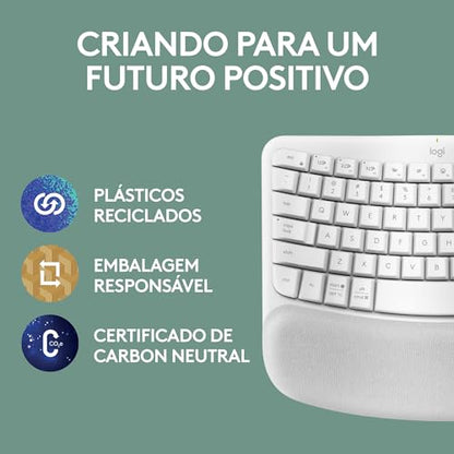 Teclado Sem fio Logitech WAVE KEYS Branco com Layout Americano