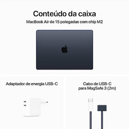 Notebook MacBook Air (2023) Apple com chip M2: tela Liquid Retina de 15,3 polegadas, 8GB GB de RAM, SSD de de 256 GB GB, teclado retroiluminado, câmera FaceTime HD de 1080p e Touch ID. Cinza-Escuro.