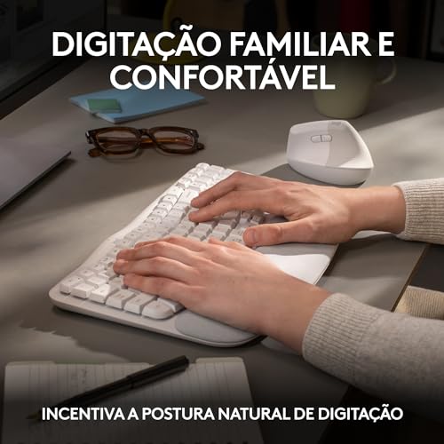 Teclado Sem fio Logitech WAVE KEYS Branco com Layout Americano