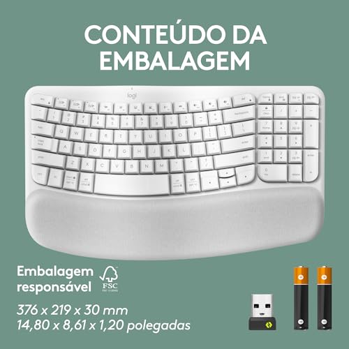 Teclado Sem fio Logitech WAVE KEYS Branco com Layout Americano