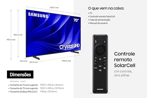 Samsung Smart TV 70" Crystal UHD 4K 70DU8000 - Painel Dynamic Crystal Color, Gaming Hub