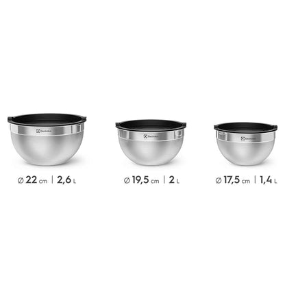 Conjunto de Bowls Tigelas de Inox com Tampa Plástica Electrolux