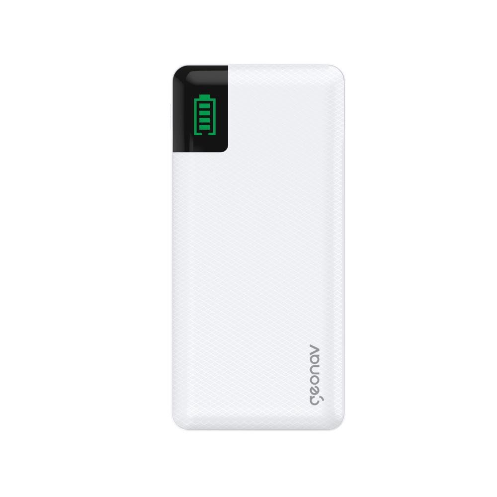 Geonav Power Bank, Carregador Portátil Universal 16.000mAh, 2 portas USB + 1 porta USB-C, Led Indicador de bateria, PB16KWT, Branco