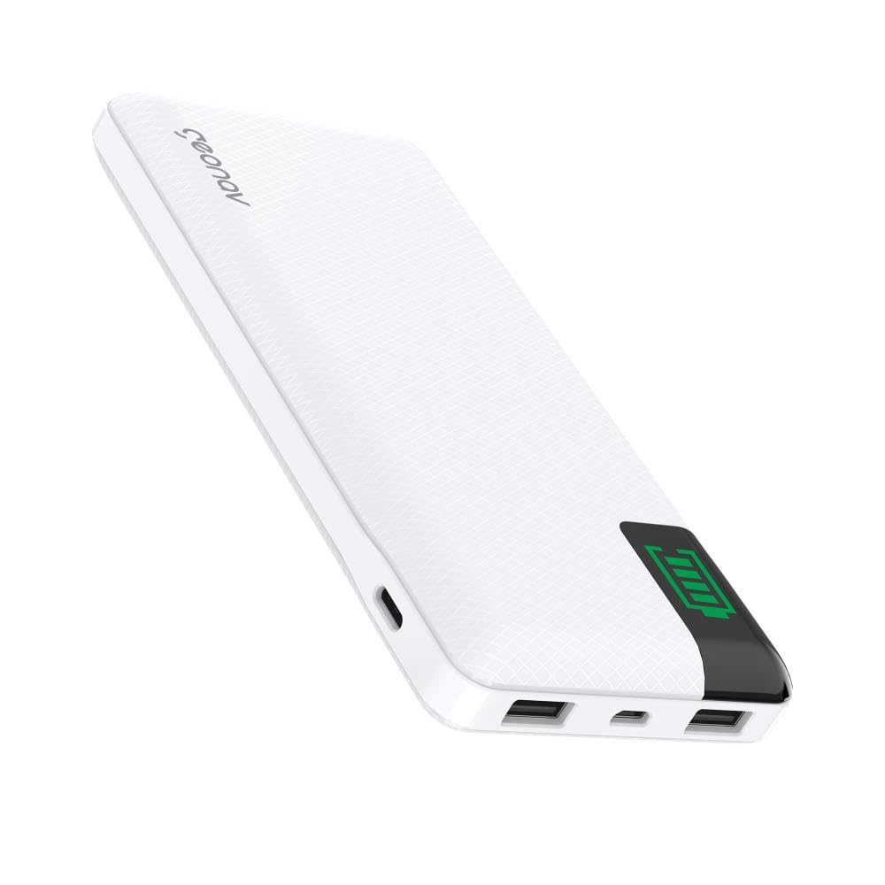 Geonav Power Bank, Carregador Portátil Universal 16.000mAh, 2 portas USB + 1 porta USB-C, Led Indicador de bateria, PB16KWT, Branco