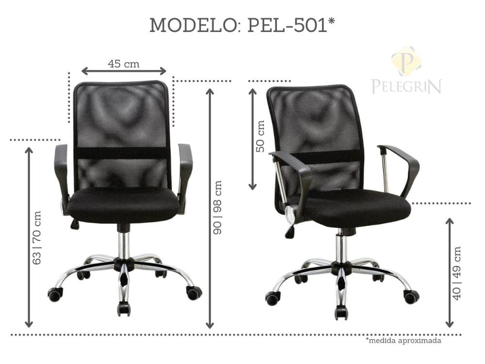 Cadeira Executiva Pelegrin Pel-501 Giratória com Regulagem de Altura a Gás Preto