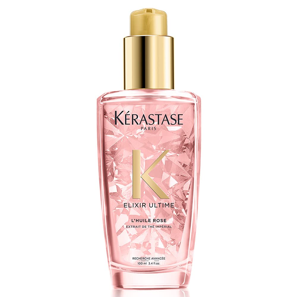 Kérastase Óleo Elixir Ultime L'Huile Rose, Todos os tipos de cabelos, Nutrição, brilho, Mix de 4 Óleos Preciosos, 100 ml