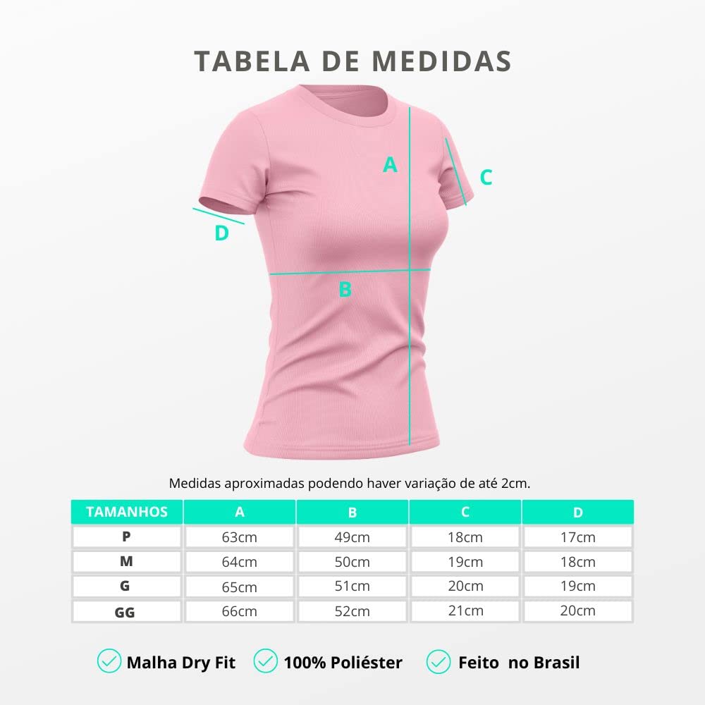 Kit 4 Camisetas Feminina Dry Básica Lisa Proteção Solar UV Térmica Camisa Blusa, Tamanho G