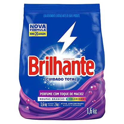 Brilhante Lava-Roupas Em Pó Roupas Brancas E Coloridas Ativo Concentrado Cuidado Total Pacote 1 6Kg