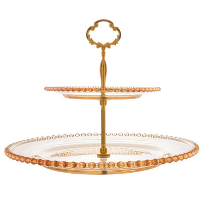 Wolff Pearl Prato Duplo para Doces de Cristal, Laranja (Âmbar), 19/32 x 24 cm