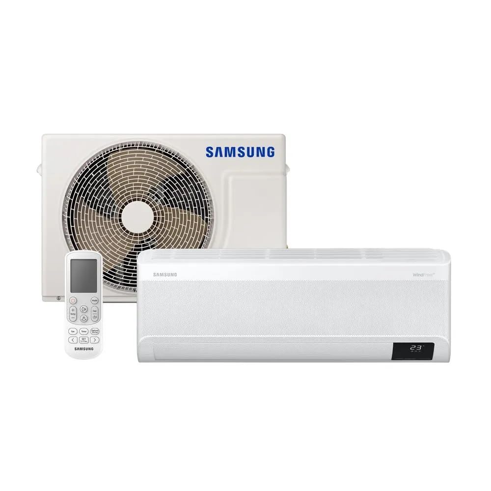 Ar-condicionado Split Inverter Samsung WindFree Connect Sem Vento 12.000 BTUs Frio AR12CVFAMWKNAZ 220V Kit