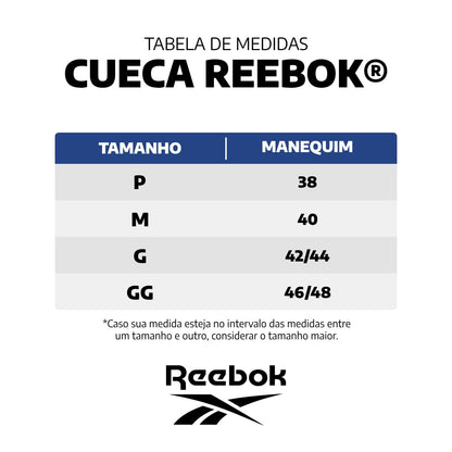 Kit 5 Cuecas Reebok Boxer Classic Microfibra Sortido Tamanho:G;Cor:Sortido