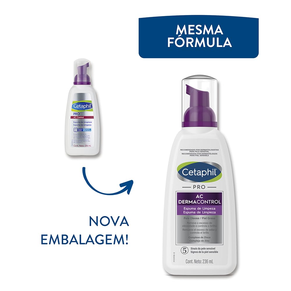 Cetaphil Espuma De Limpeza Facial Pele Oleosa Cetaphil Pro Ac Dermacontrol 236Ml