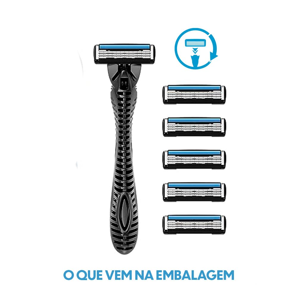 BIC Aparelho De Barbear Flex3 Hybrid 3 Lâminas Extra Suave + 5 Cargas 968722 1 Unidade Corpo Ergonômico