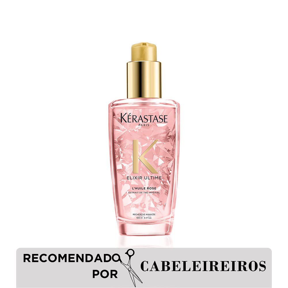 Kérastase Óleo Elixir Ultime L'Huile Rose, Todos os tipos de cabelos, Nutrição, brilho, Mix de 4 Óleos Preciosos, 100 ml